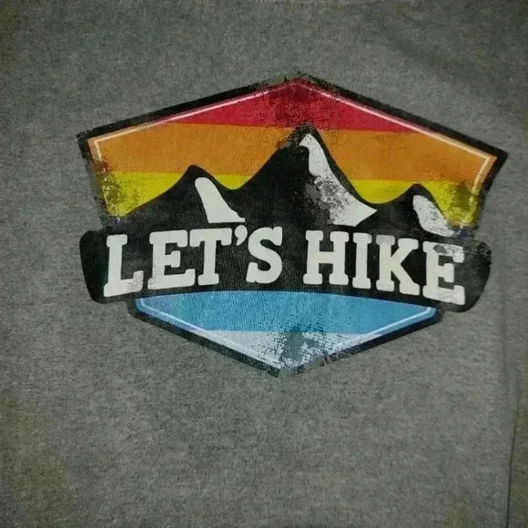 Gildan "Let's Hike" Mountain Scene Gray Hoodie - Picture 2 of 4